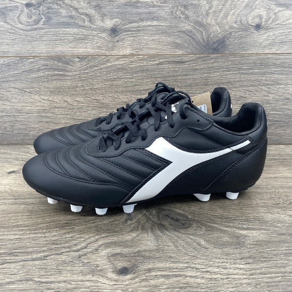 Diadora Brasil LT MDPU Men\'s Soccer Cleats Black White Size 8.5‎
